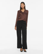 VILA Satengtopp Freja Waterfall L/S - Coffee Bean