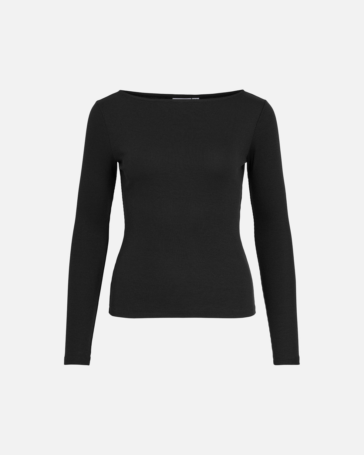 VILA Topp Ronja Boatneck L/S Rib - Black Beauty