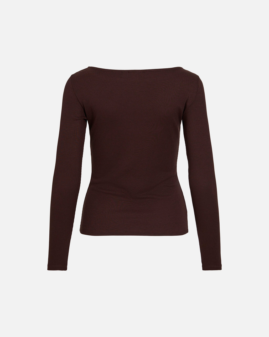 VILA Topp Ronja Boatneck L/S Rib - Coffee Bean
