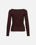 VILA Topp Ronja Boatneck L/S Rib - Coffee Bean