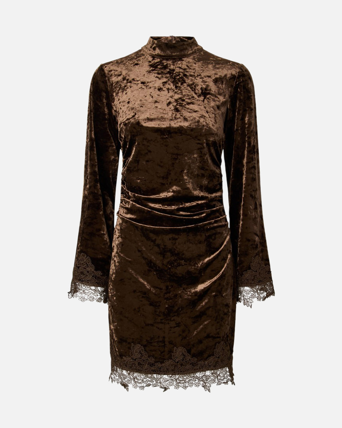 Y.A.S Kjole Vellia LS Short Lace - Coffee Bean