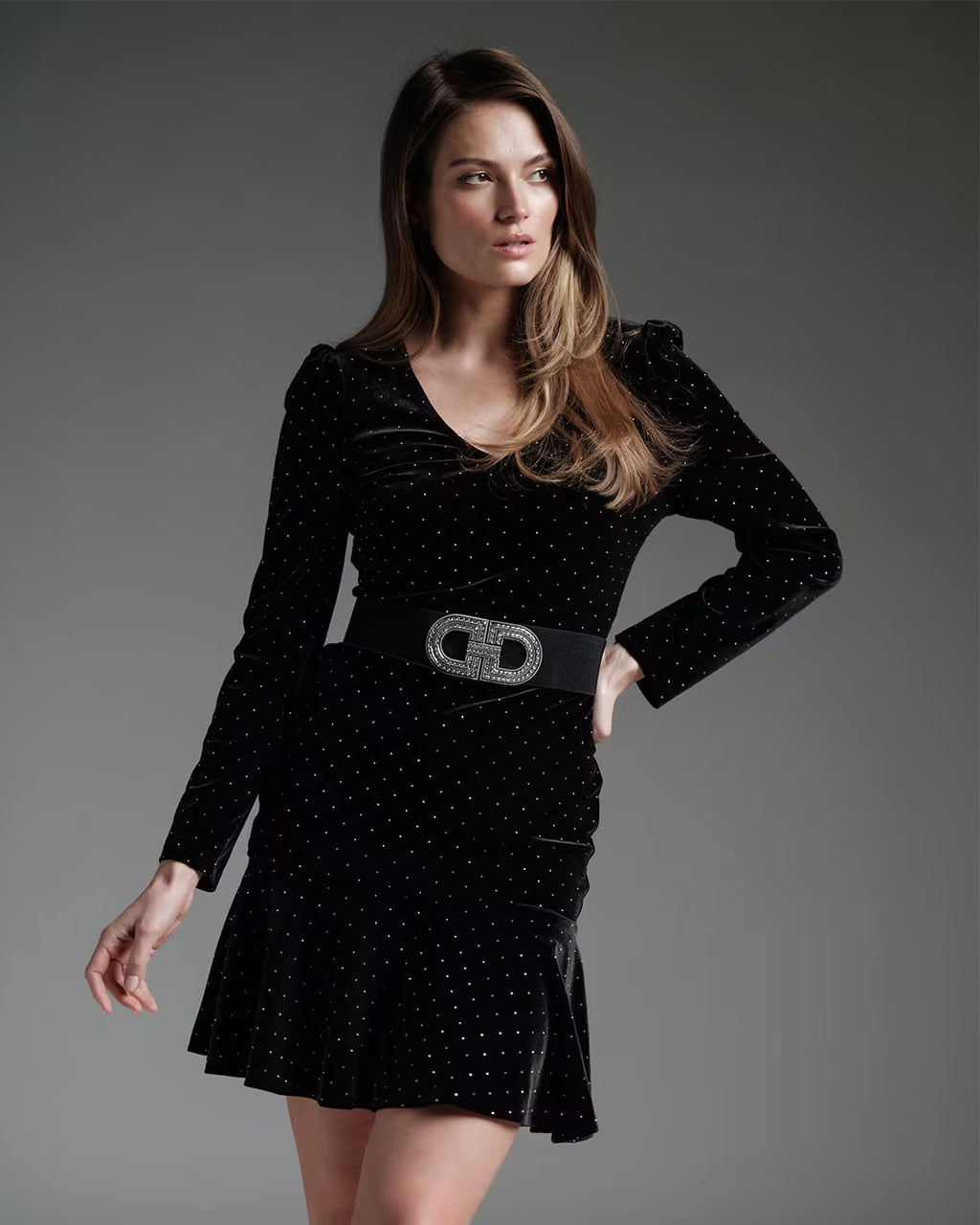 FLOYD Kjole Adra Star Velvet - Black