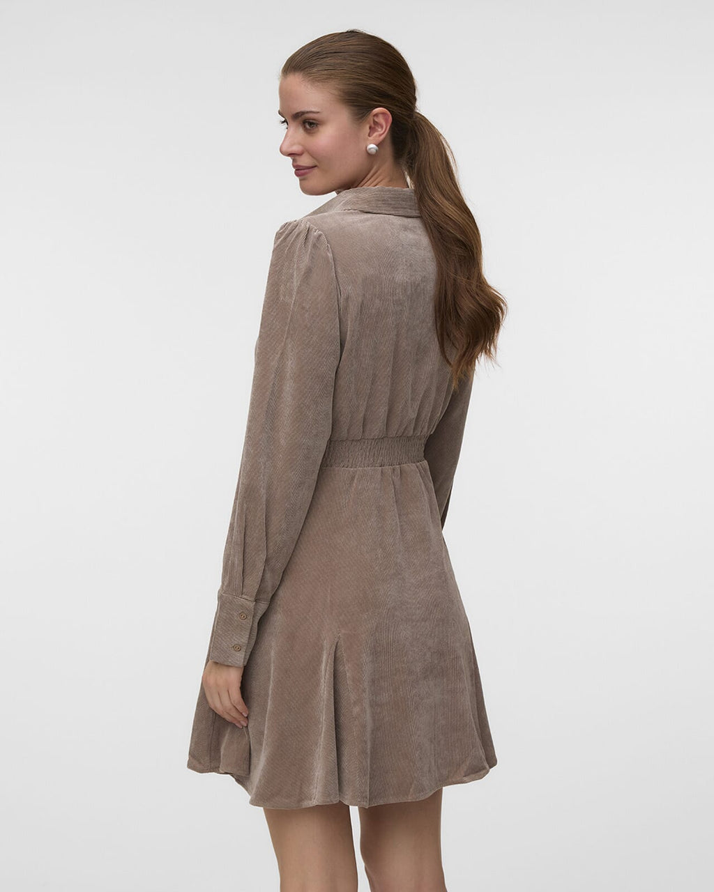 VERO MODA Skjortekjole Ane LS Short Shirt - Fossil