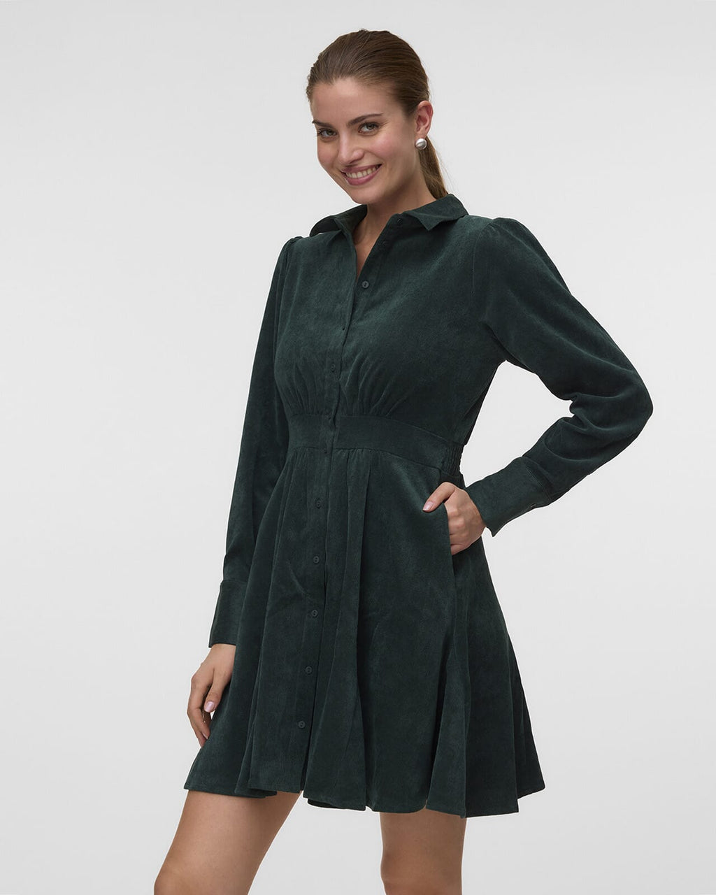 VERO MODA Skjortekjole Ane LS Short Shirt - Scarab