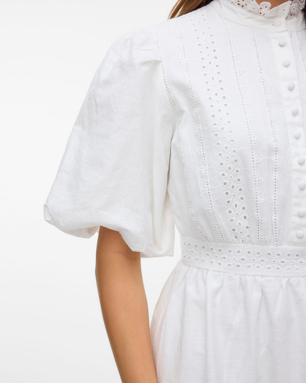VERO MODA Kjole Clover 2/4 High Neck Short - Snow White