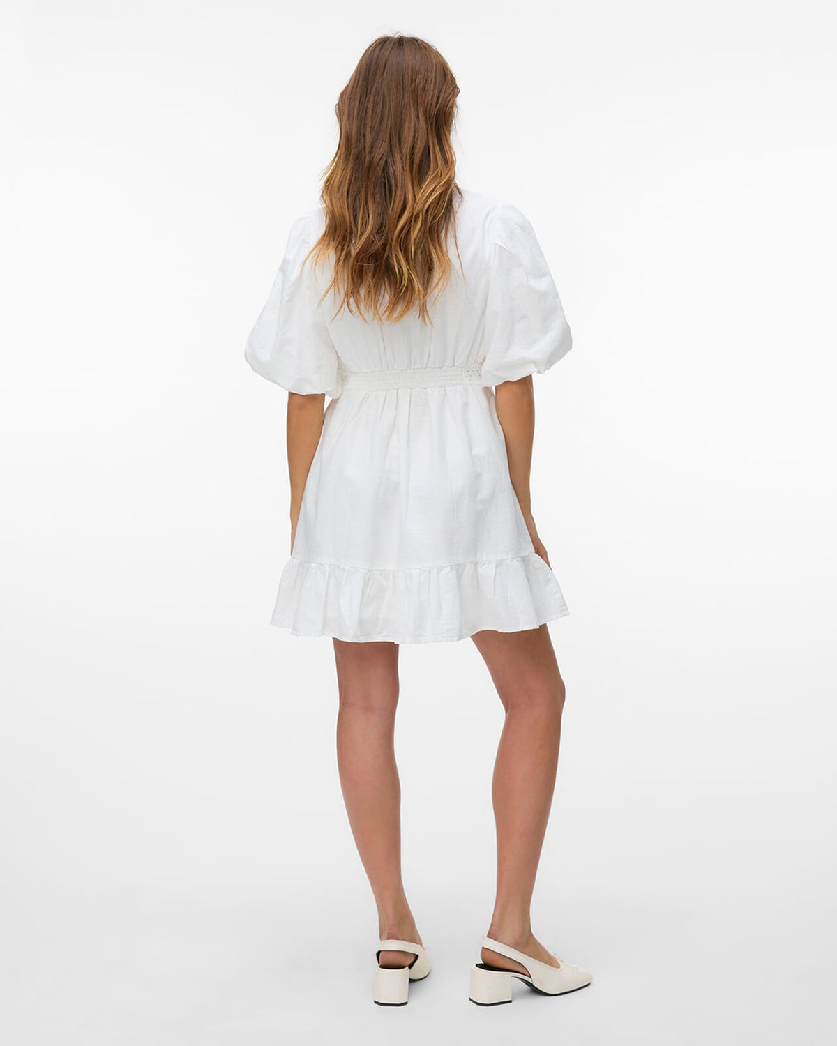 VERO MODA Kjole Clover 2/4 High Neck Short - Snow White