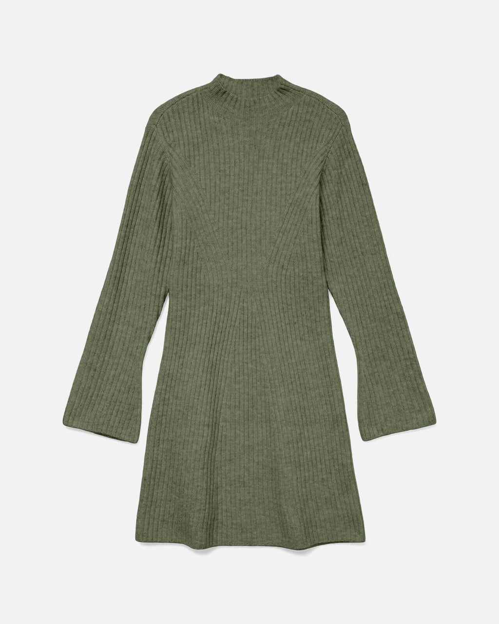 VERO MODA Strikkekjole Lina LS High Neck Short Knit - Olivine