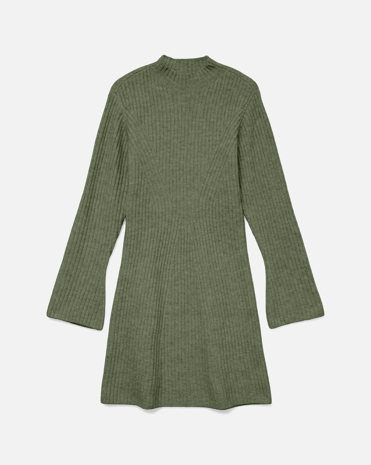 VERO MODA Strikkekjole Lina LS High Neck Short Knit - Olivine