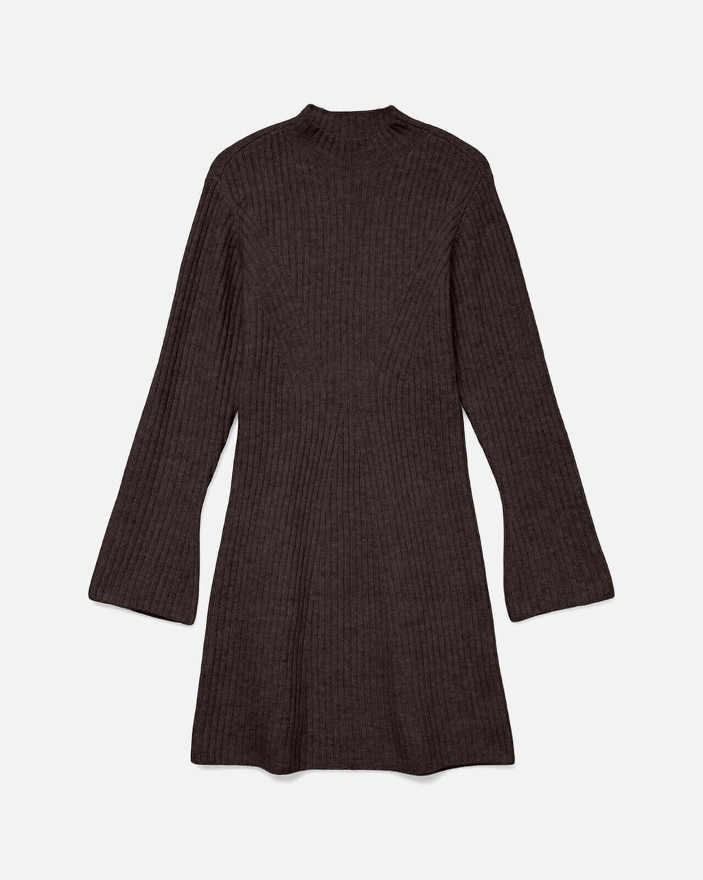 VERO MODA Strikkekjole Lina LS High Neck Short Knit - Chocolate Torte