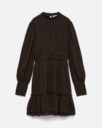 VERO MODA Kjole Birdia LS High Neck Short Dress - Chocolate Torte