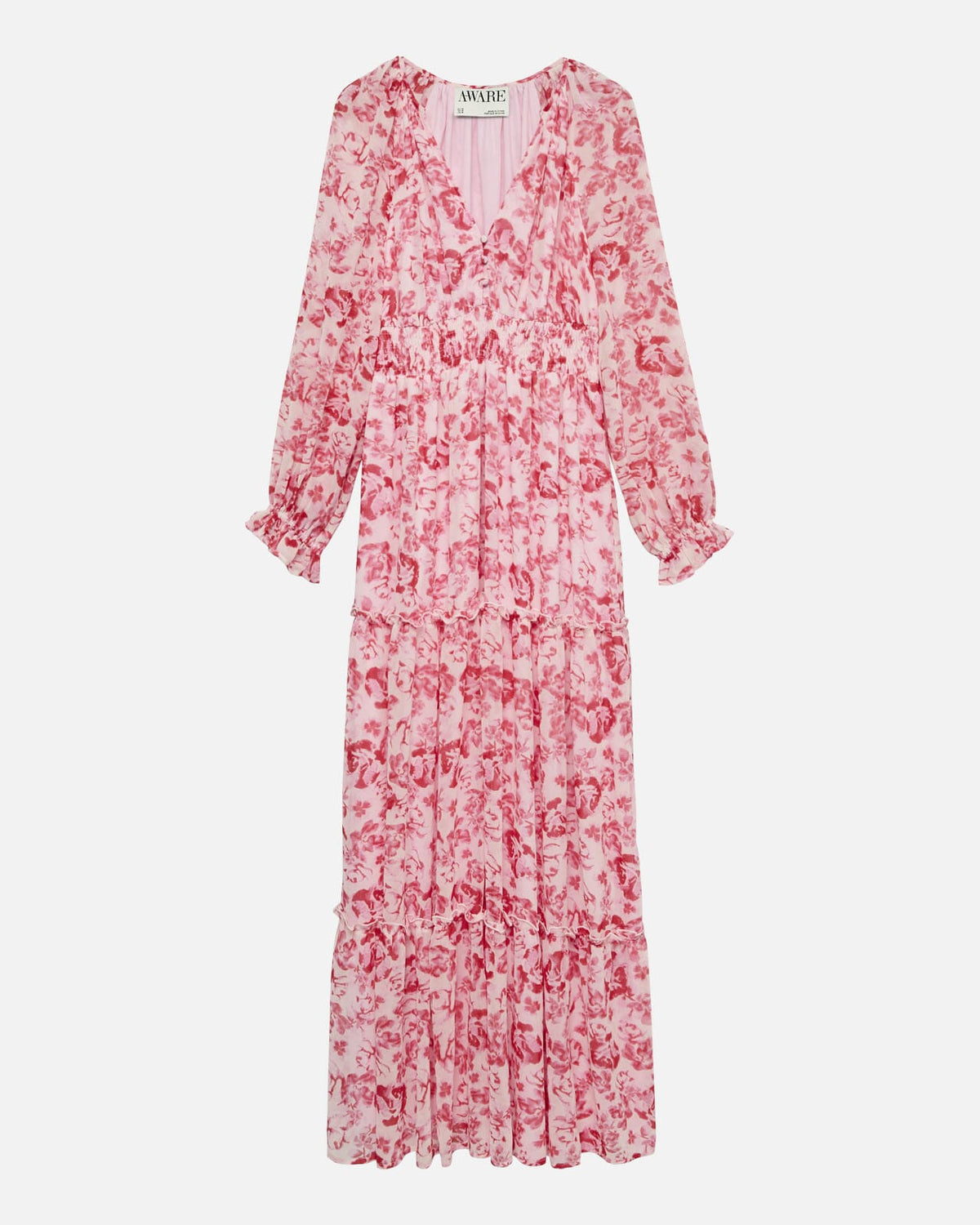 VERO MODA Maxikjole Maude LS V-neck - Pink Marshmallow/ Camellia Rose