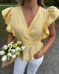 VERO MODA Topp Norden SL V-neck - Golden Haze
