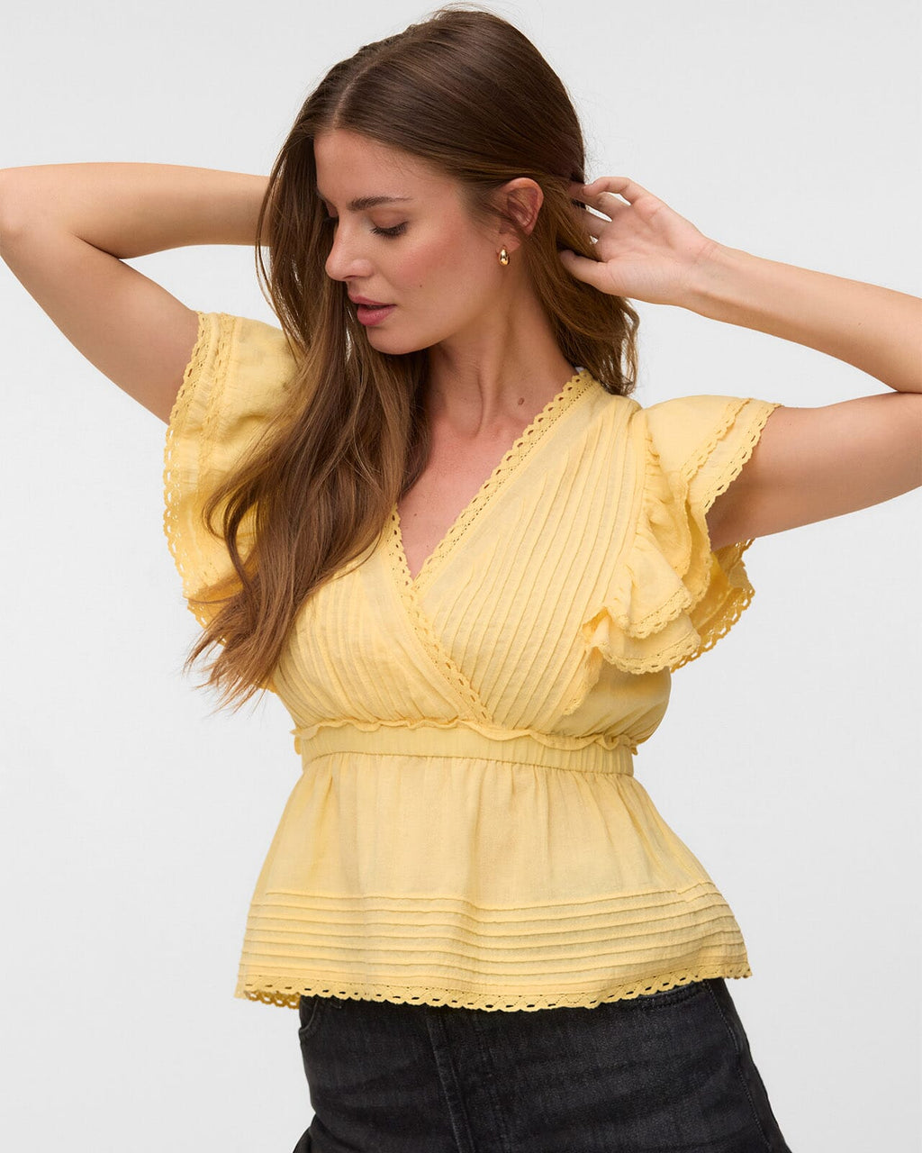 VERO MODA Topp Norden SL V-neck - Golden Haze