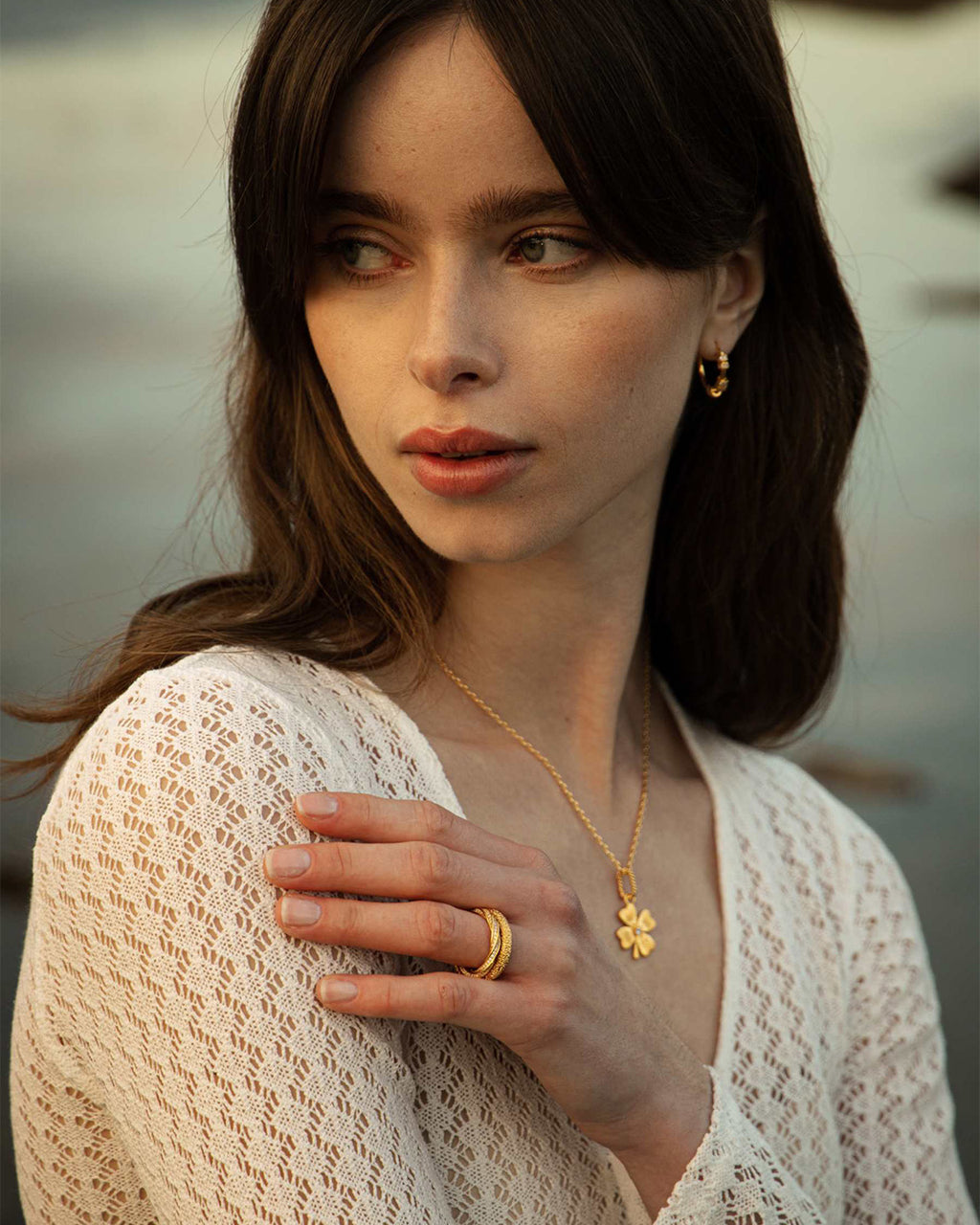 Emilia By Bon Dep Ring Hammered Ring 52 - Gold