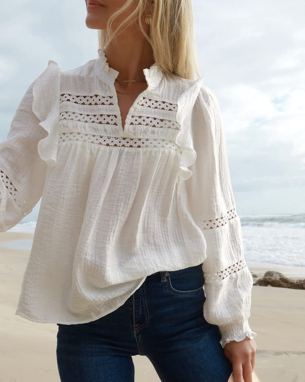 FLOYD Bluse Demi Wave - Offwhite