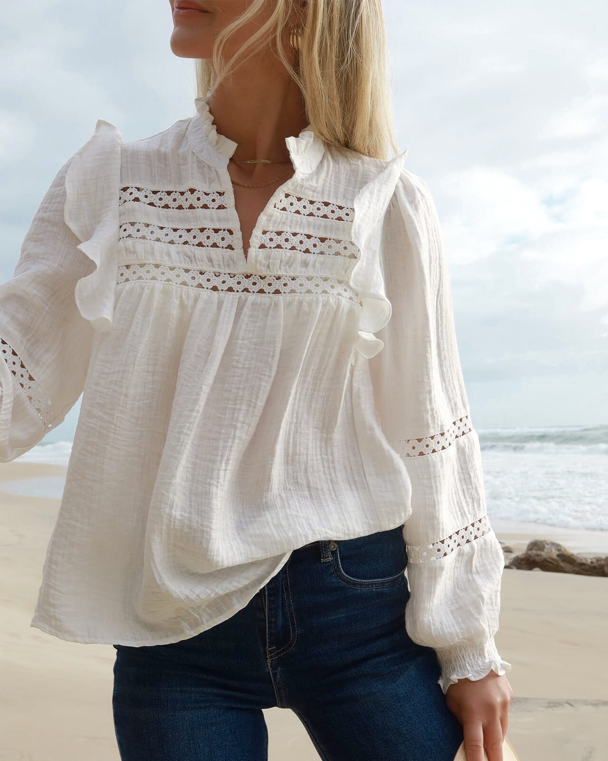 FLOYD Bluse Demi Wave - Offwhite