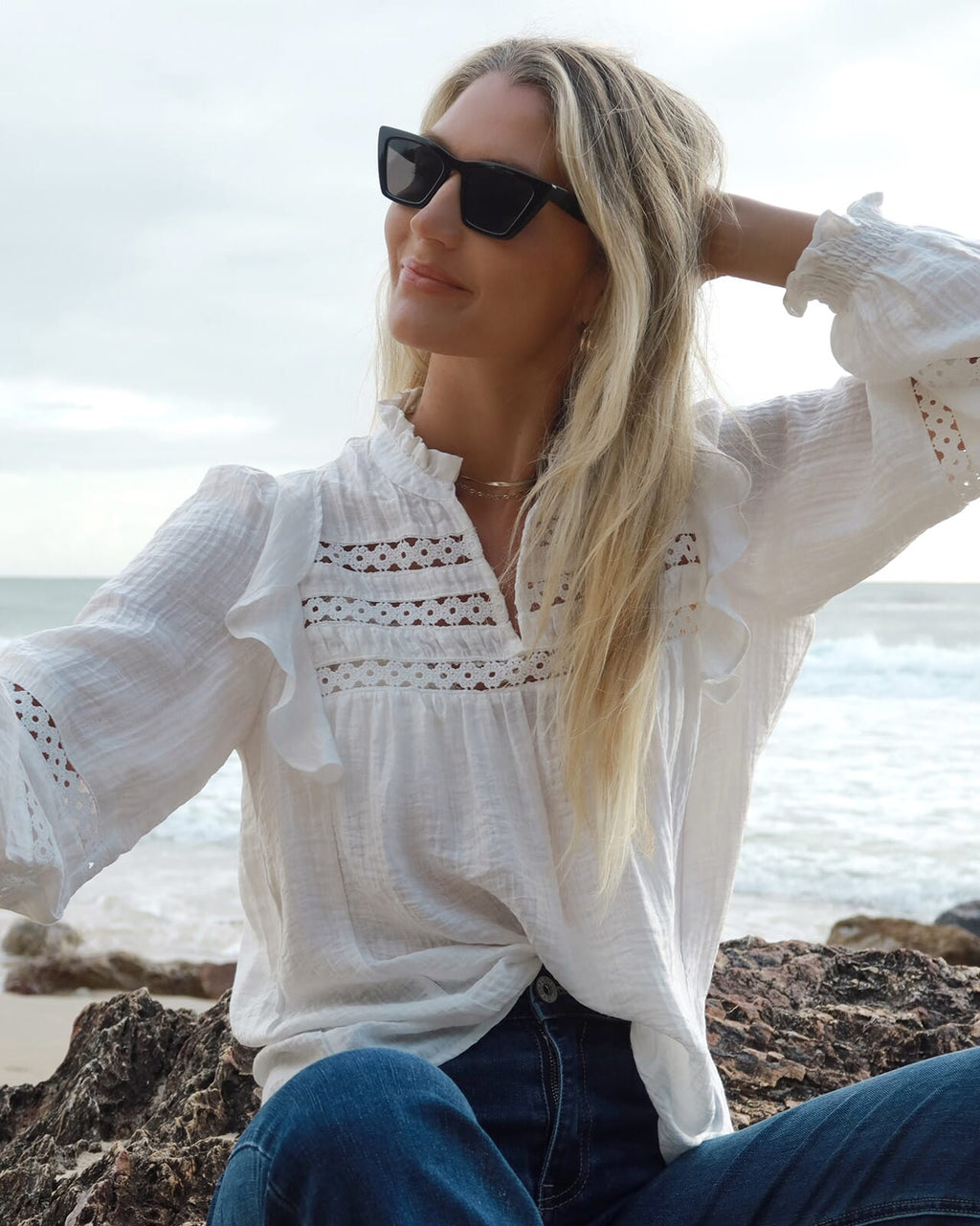 FLOYD Bluse Demi Wave - Offwhite