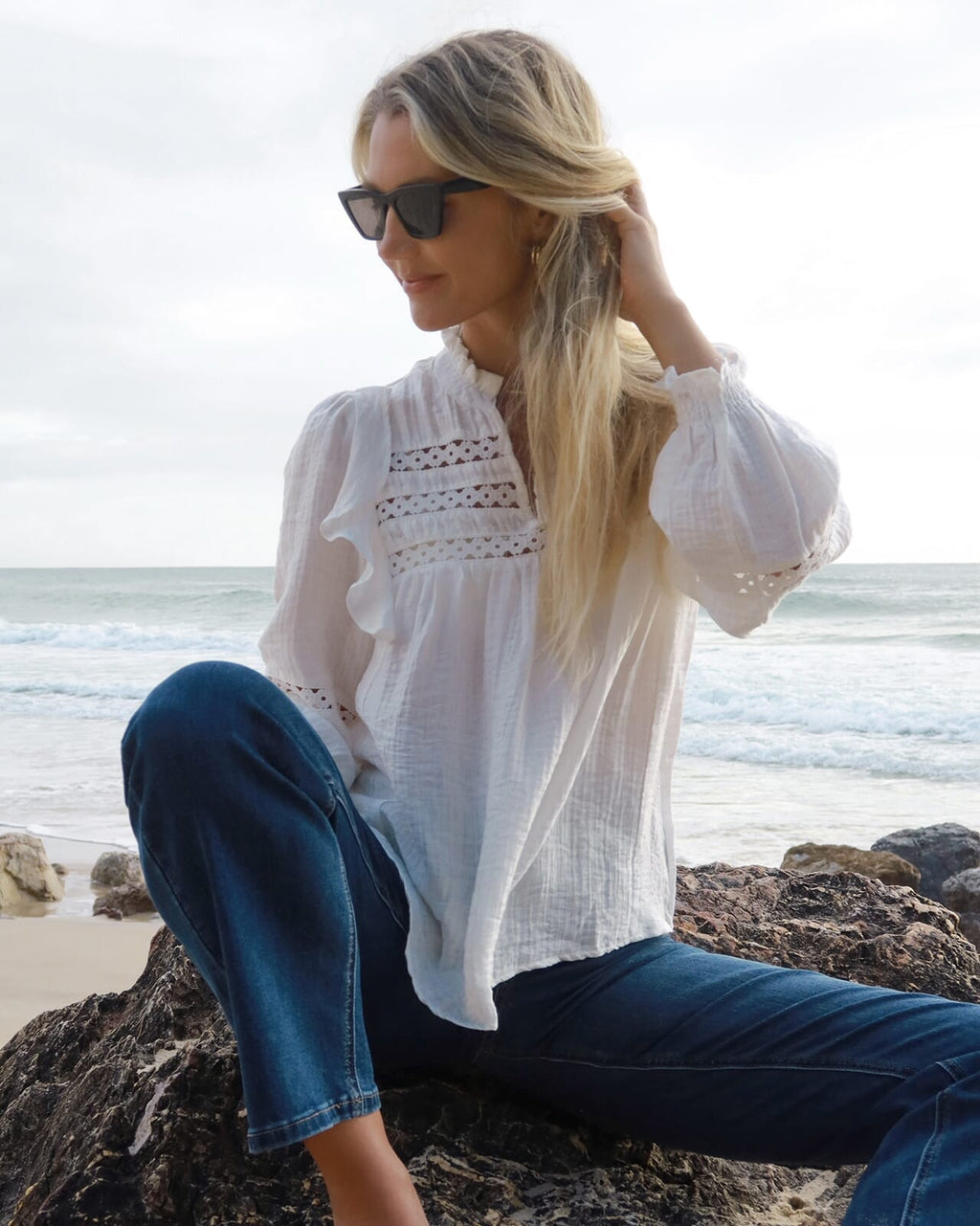 FLOYD Bluse Demi Wave - Offwhite
