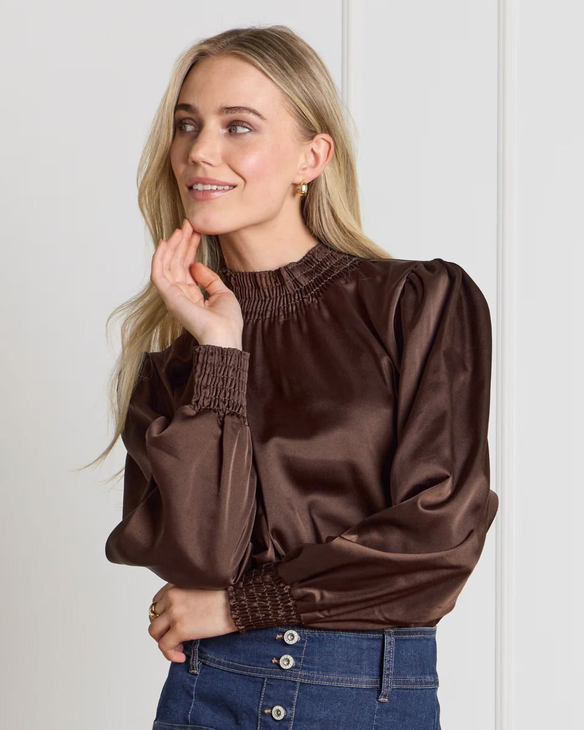 FLOYD Bluse Juliet Satin - Dark Brown