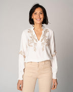 FLOYD Bluse Sari Brodery - White