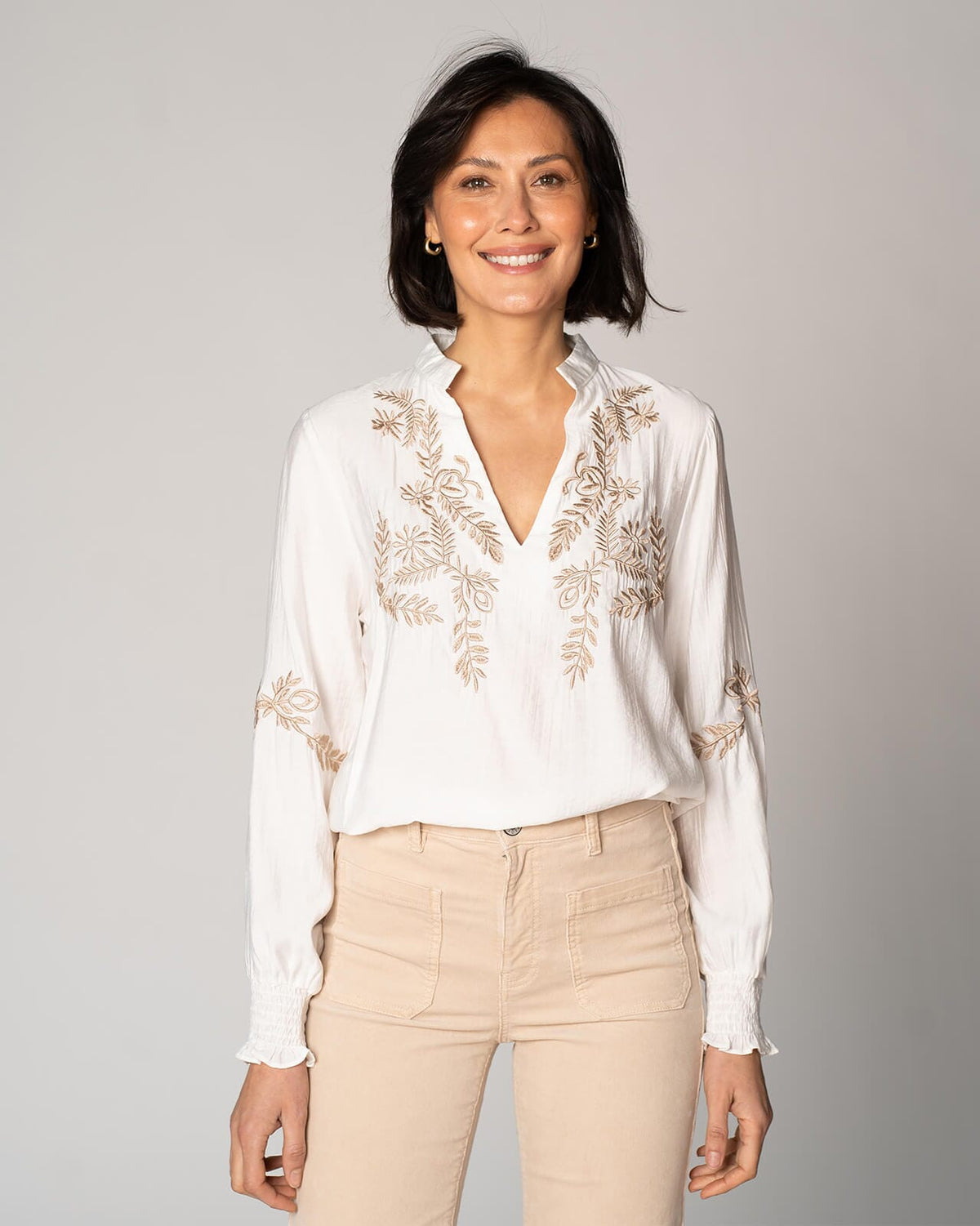 FLOYD Bluse Sari Brodery - White