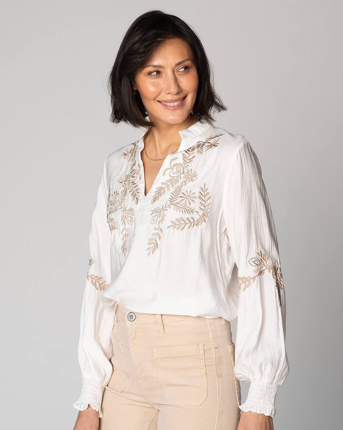 FLOYD Bluse Sari Brodery - White