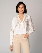 FLOYD Bluse Sari Brodery - White