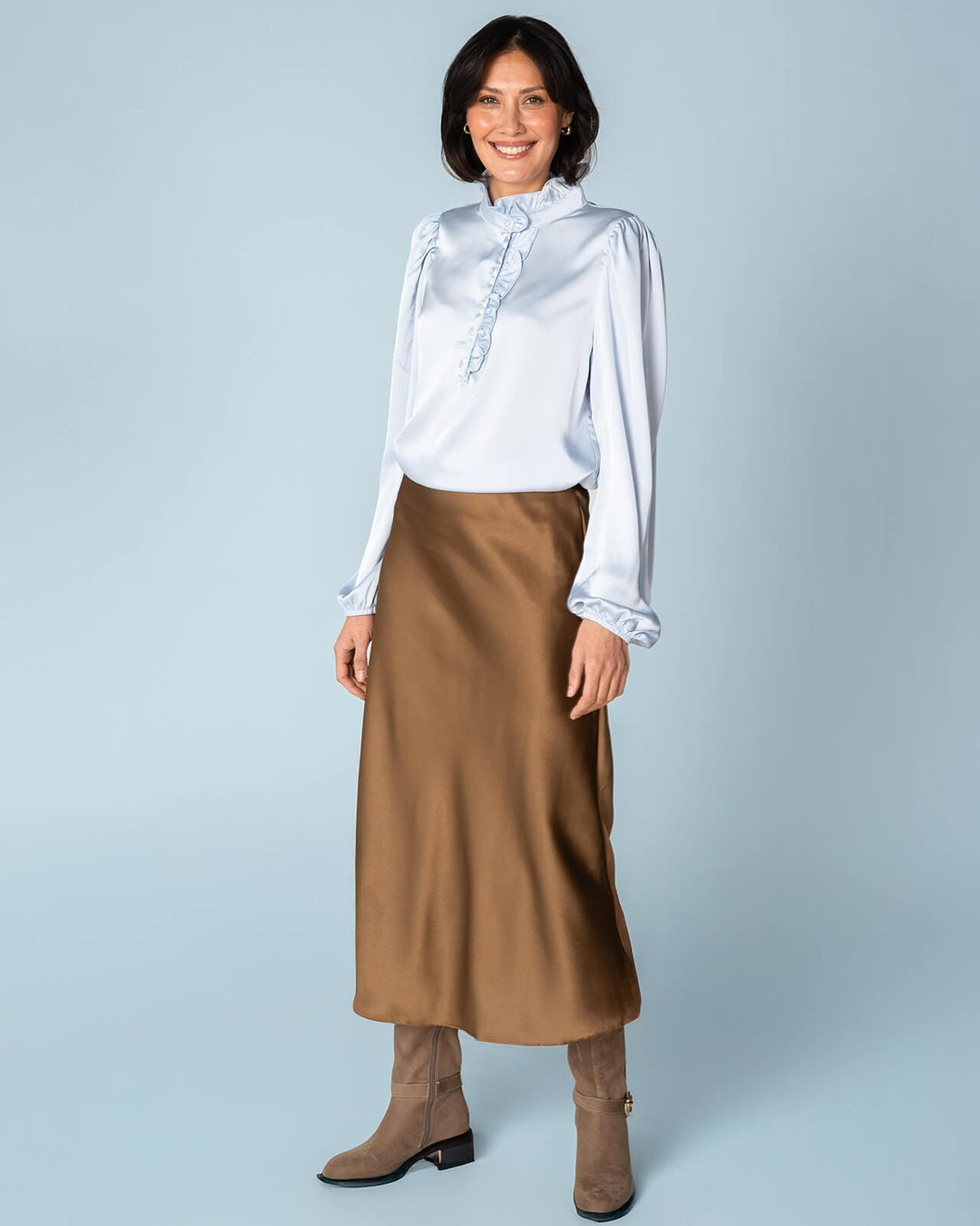 FLOYD Bluse Vanda Satin - Regatta Blue