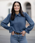 FLOYD Bluse Milan Linno - Jeansblue