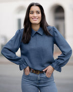 FLOYD Bluse Milan Linno - Jeansblue