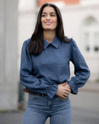 FLOYD Bluse Milan Linno - Jeansblue
