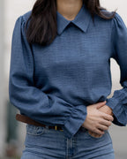FLOYD Bluse Milan Linno - Jeansblue
