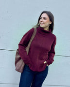 PIECES Strikkegenser Malou LS Rollneck Knit - Tawny Port/ Melange