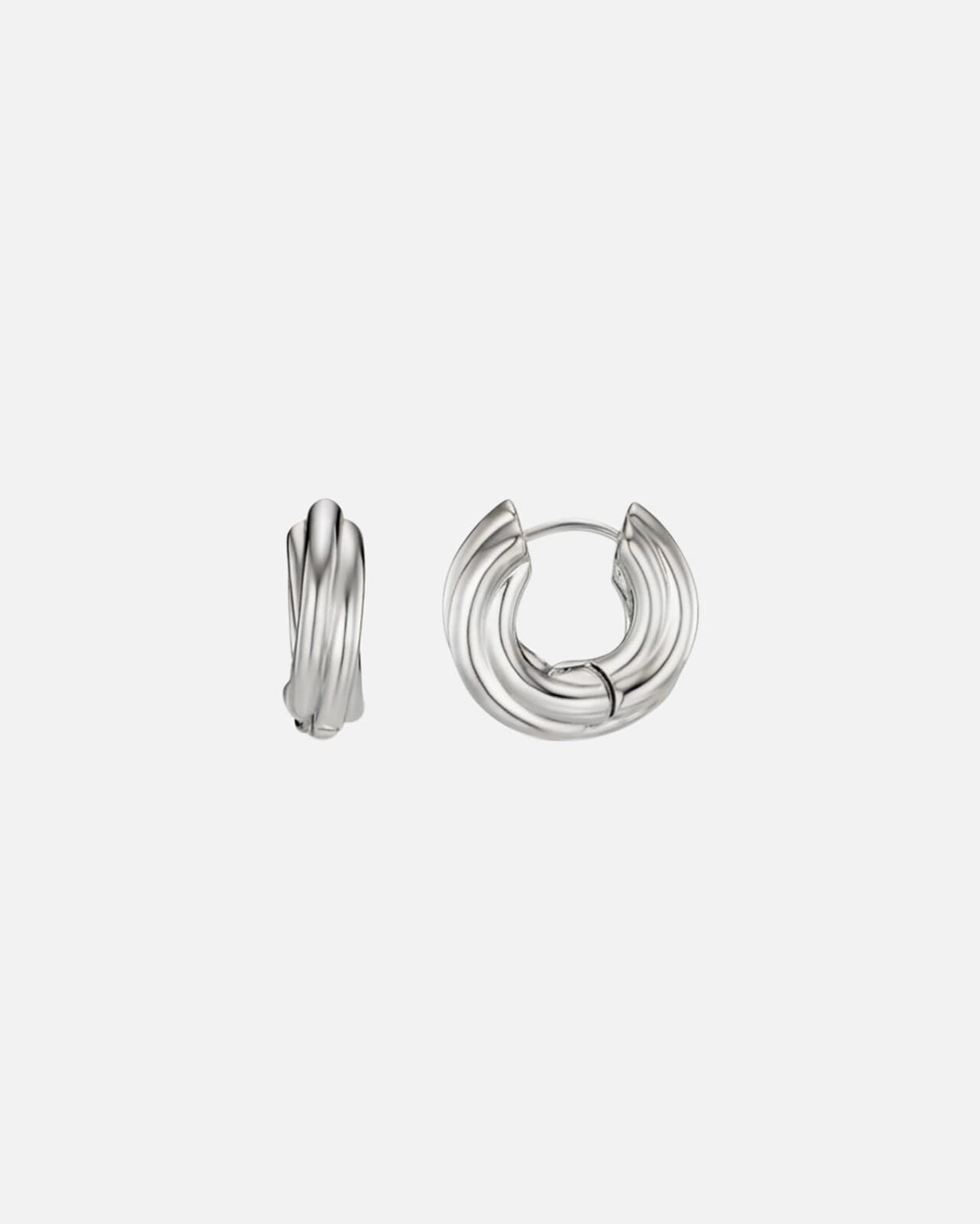 ORELIA Øreringer Chubby Intertwined Hoop Silver - Silver
