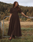 Vero Moda Maxikjole Sally Puff Sleeve Ankel - Chocolate Torte