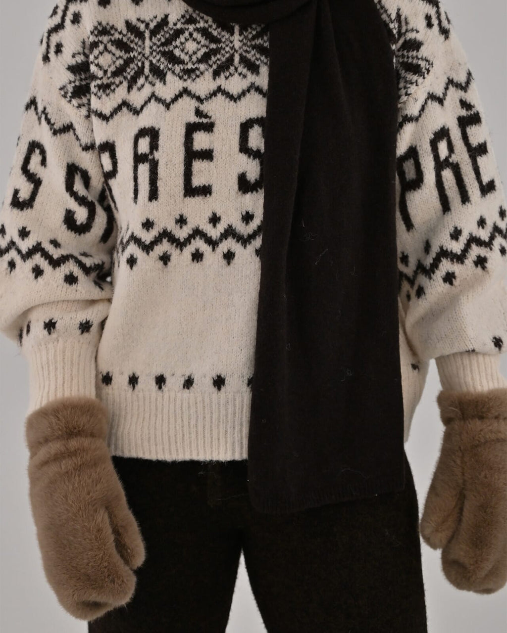 VERO MODA Strikkegenser Moritz LS O-neck - Birch/ Chocolate Torte