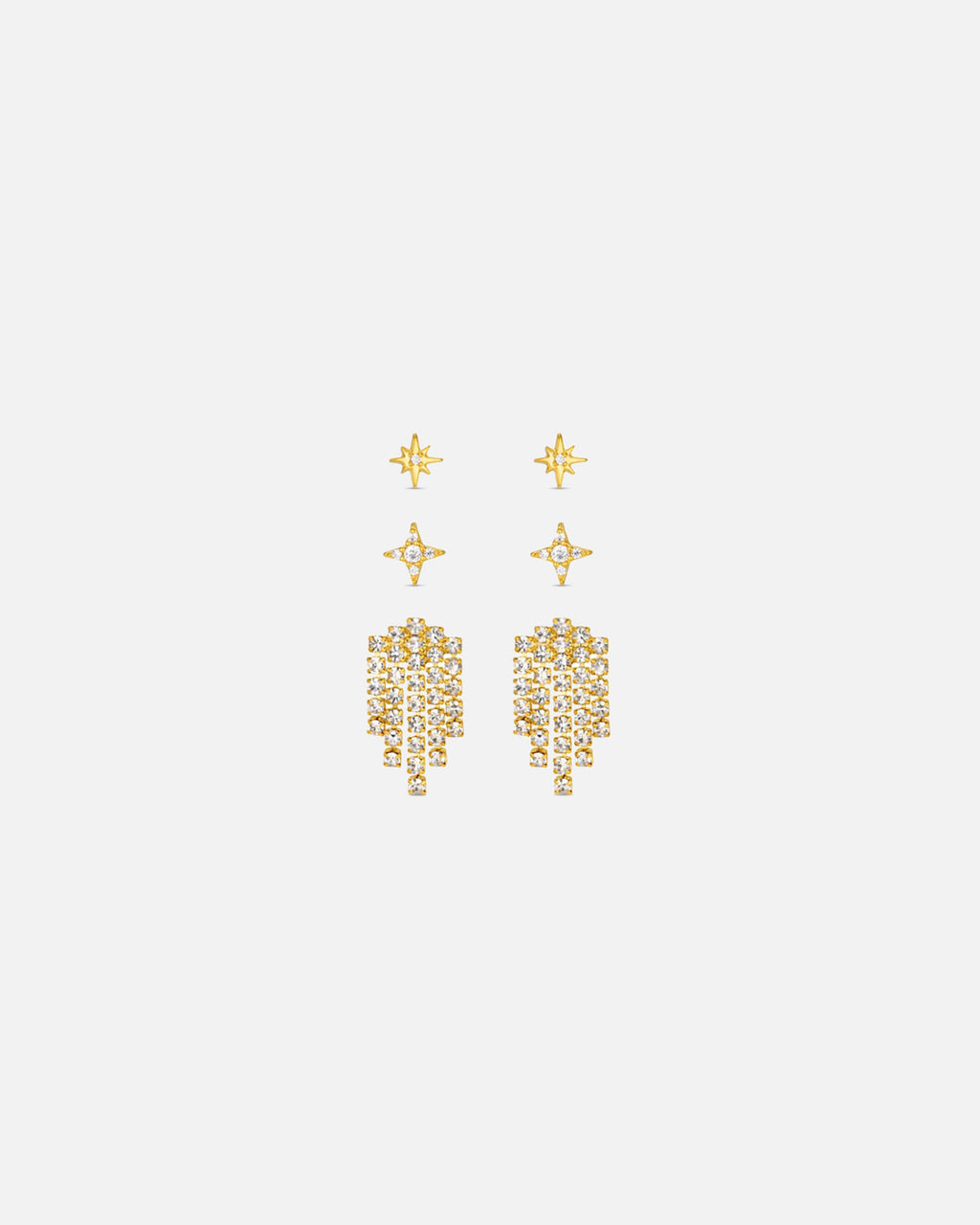 ORELIA Øredobber Stardust & Waterfall 3pk Earring Pack - Pale Gold