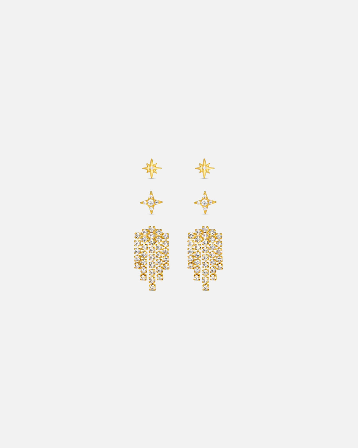 ORELIA Øredobber Stardust & Waterfall 3pk Earring Pack - Pale Gold
