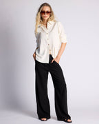 JDY Linbukse Say HighWaist Linen Wide Pant - Black