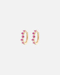 Emilia by Bon Dep Øreringer Mixed Medium Hoops - Cerise