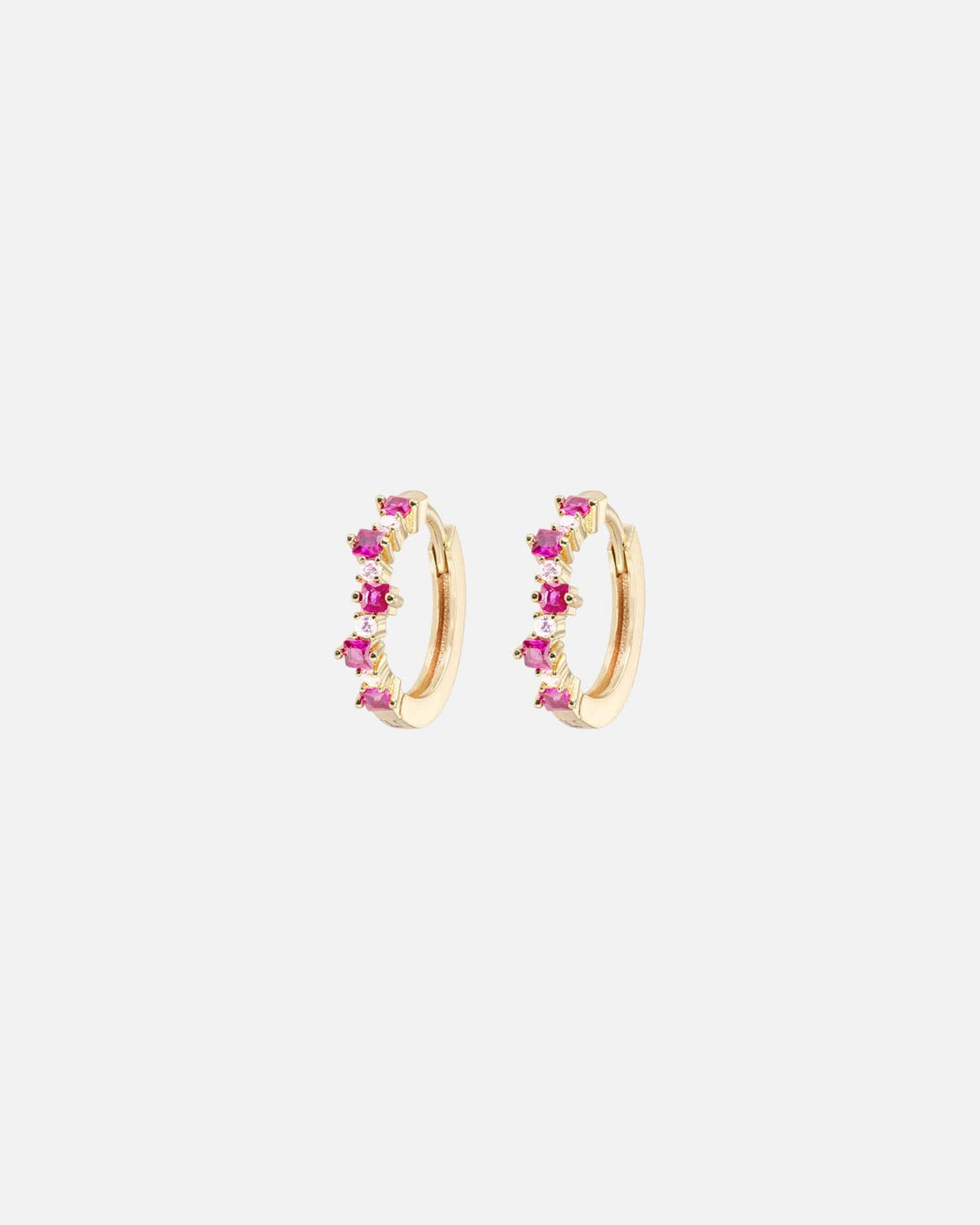 Emilia by Bon Dep Øreringer Mixed Medium Hoops - Cerise