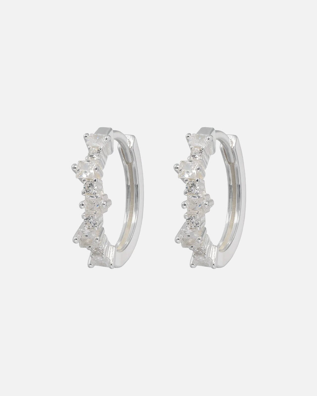 Emilia by Bon Dep Øreringer Mixed Medium Hoops - Silver