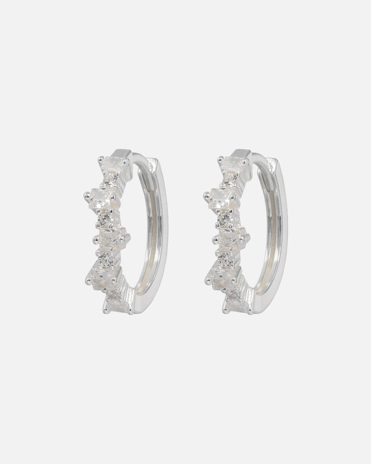 Emilia by Bon Dep Øreringer Mixed Medium Hoops - Silver