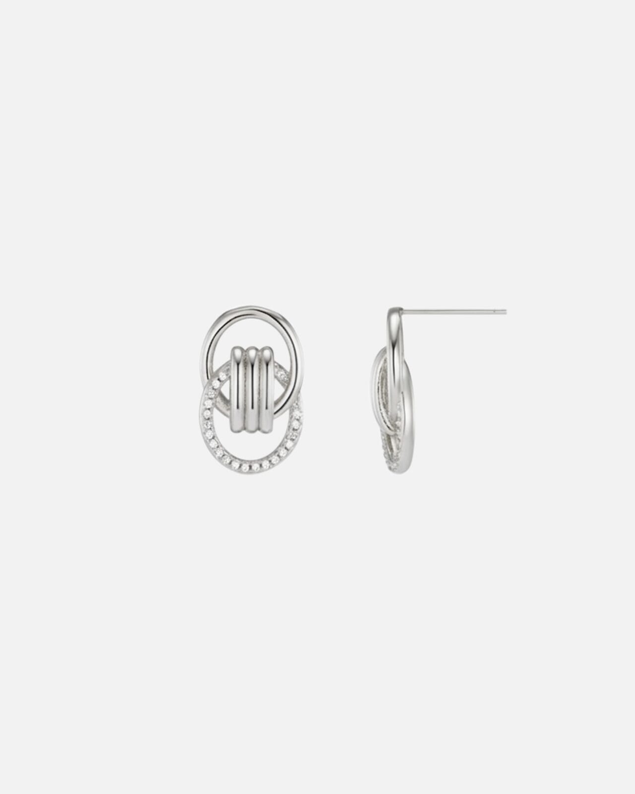 Orelia Øredobber Fine Interlocking Pave Stud Earrings - Silver – FLOYD.no