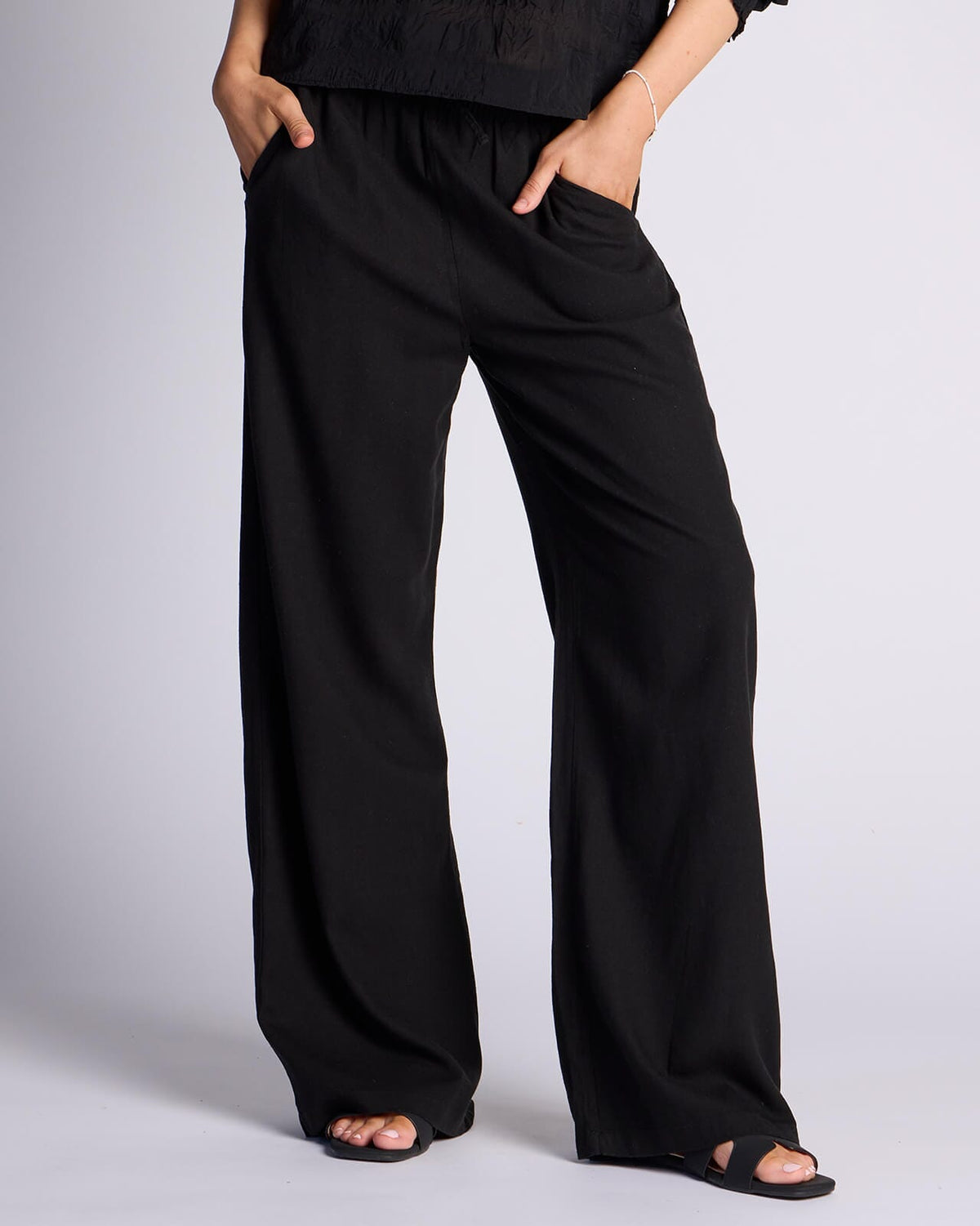 JDY Linbukse Say HighWaist Linen Wide Pant - Black
