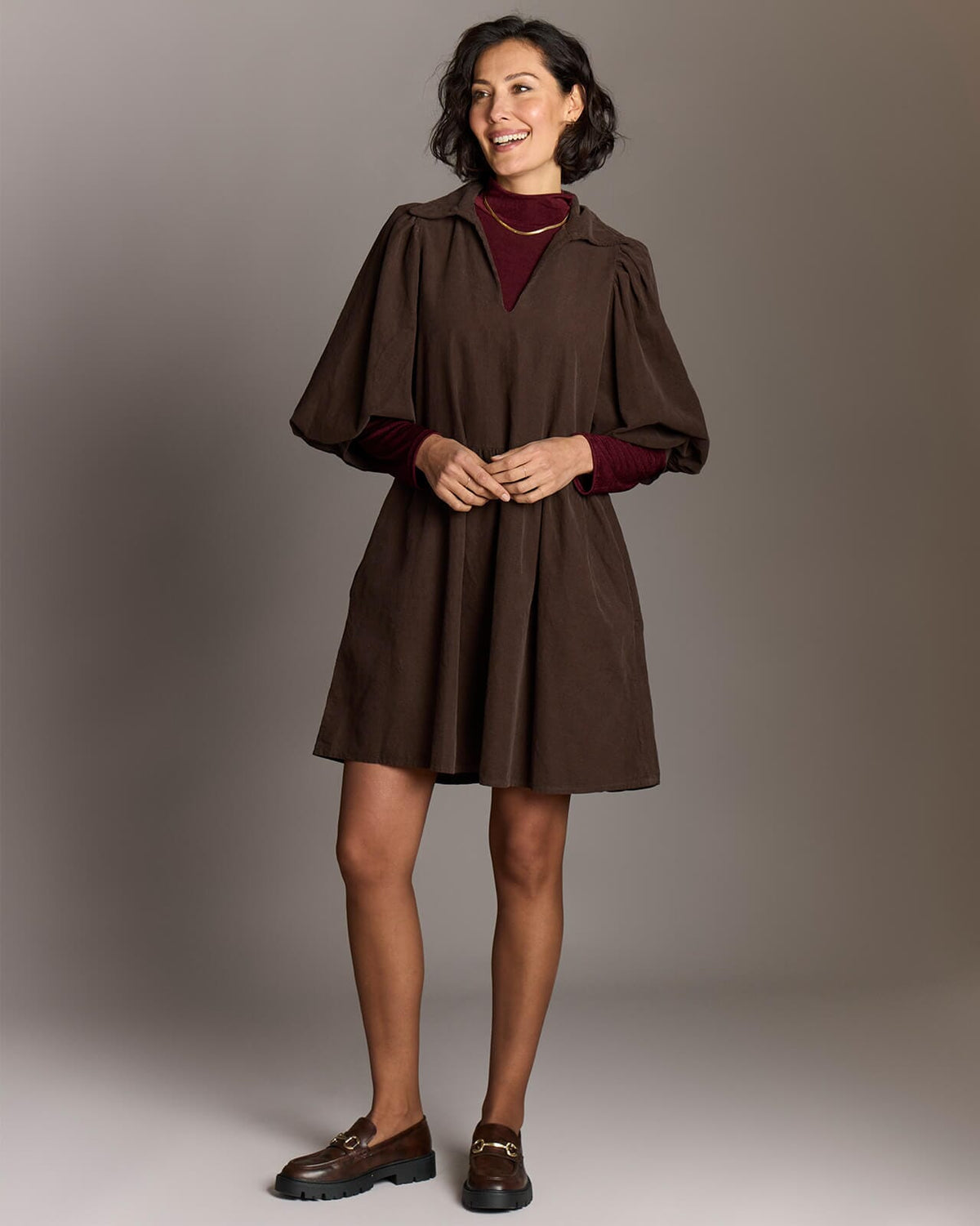 FLOYD Kjole Larina Babycord - Dark Brown