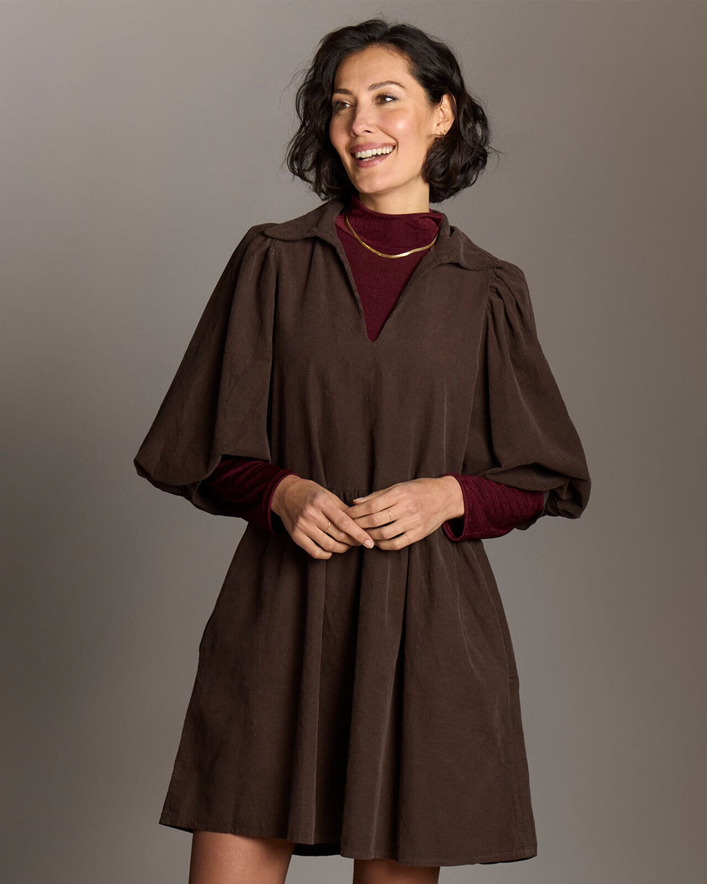FLOYD Kjole Larina Babycord - Dark Brown