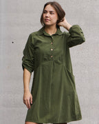 FLOYD Skjortekjole Randi Babycord - Army Green