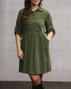 FLOYD Skjortekjole Randi Babycord - Army Green