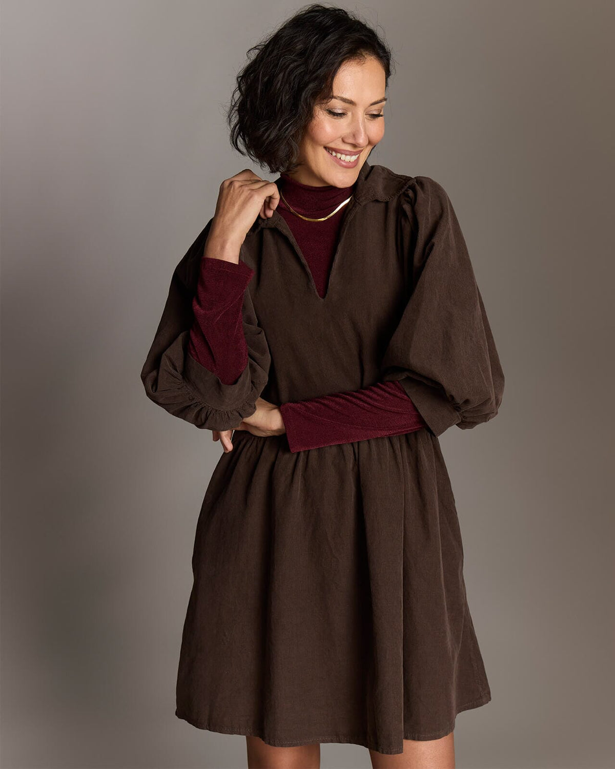 FLOYD Kjole Larina Babycord - Dark Brown